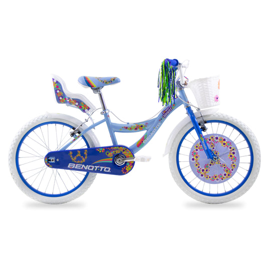 Bicicleta BENOTTO BMX FLOWER POWER R20 1V para Niñas - Azul Frío y Azul - Frenos de Alta Seguridad