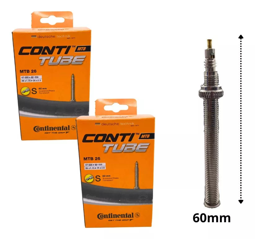Paquete Par de C maras Continental 26x1.75 26x2.5 V lvula Presta 60mm para Bicicletas de Monta a